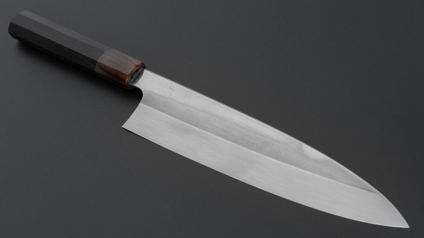 Hitohira Togashi Blue #1 Notaremon Mizu Honyaki Gyuto 240mm Taihei Ebony Handle (#132/ Saya)