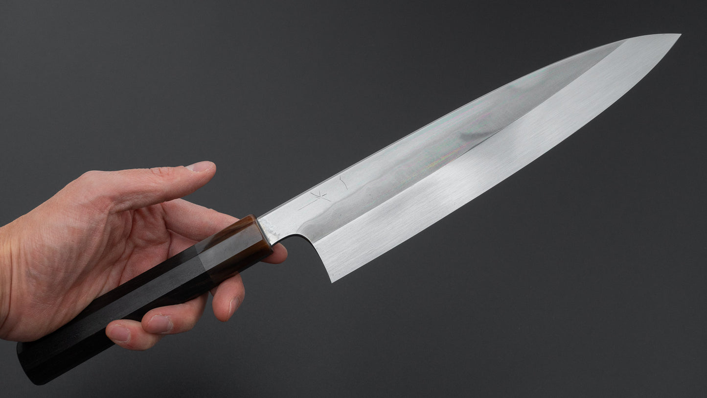 Hitohira Togashi Blue #1 Notaremon Mizu Honyaki Gyuto 240mm Taihei Ebony Handle (#132/ Saya)