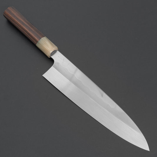 Hitohira Togashi White #1 Notaremon Mizu Honyaki Gyuto 240mm Taihei Makassar Ebony Handle (#134/ Saya)