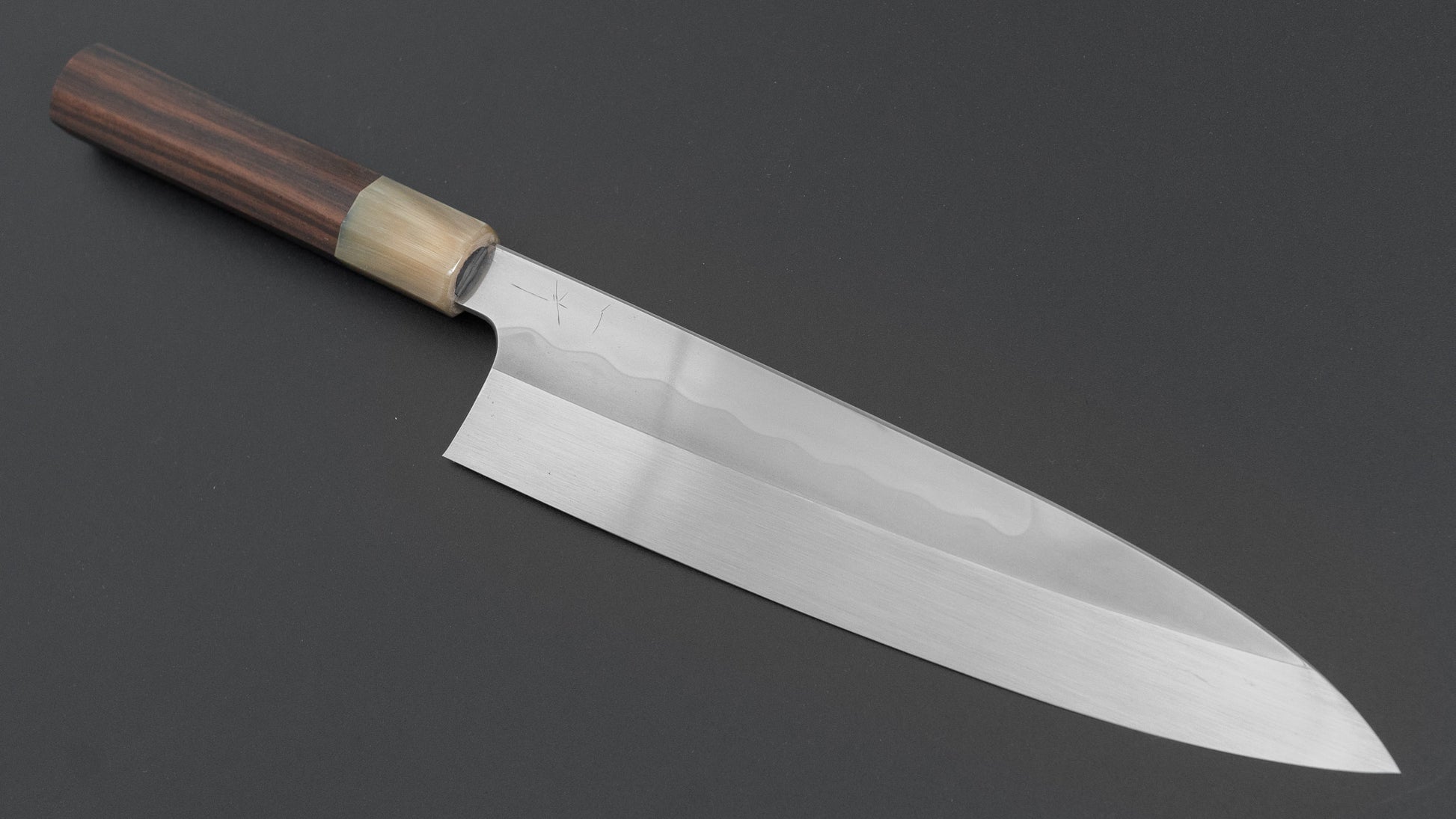 Hitohira Togashi White #1 Notaremon Mizu Honyaki Gyuto 240mm Taihei Makassar Ebony Handle (#134/ Saya)