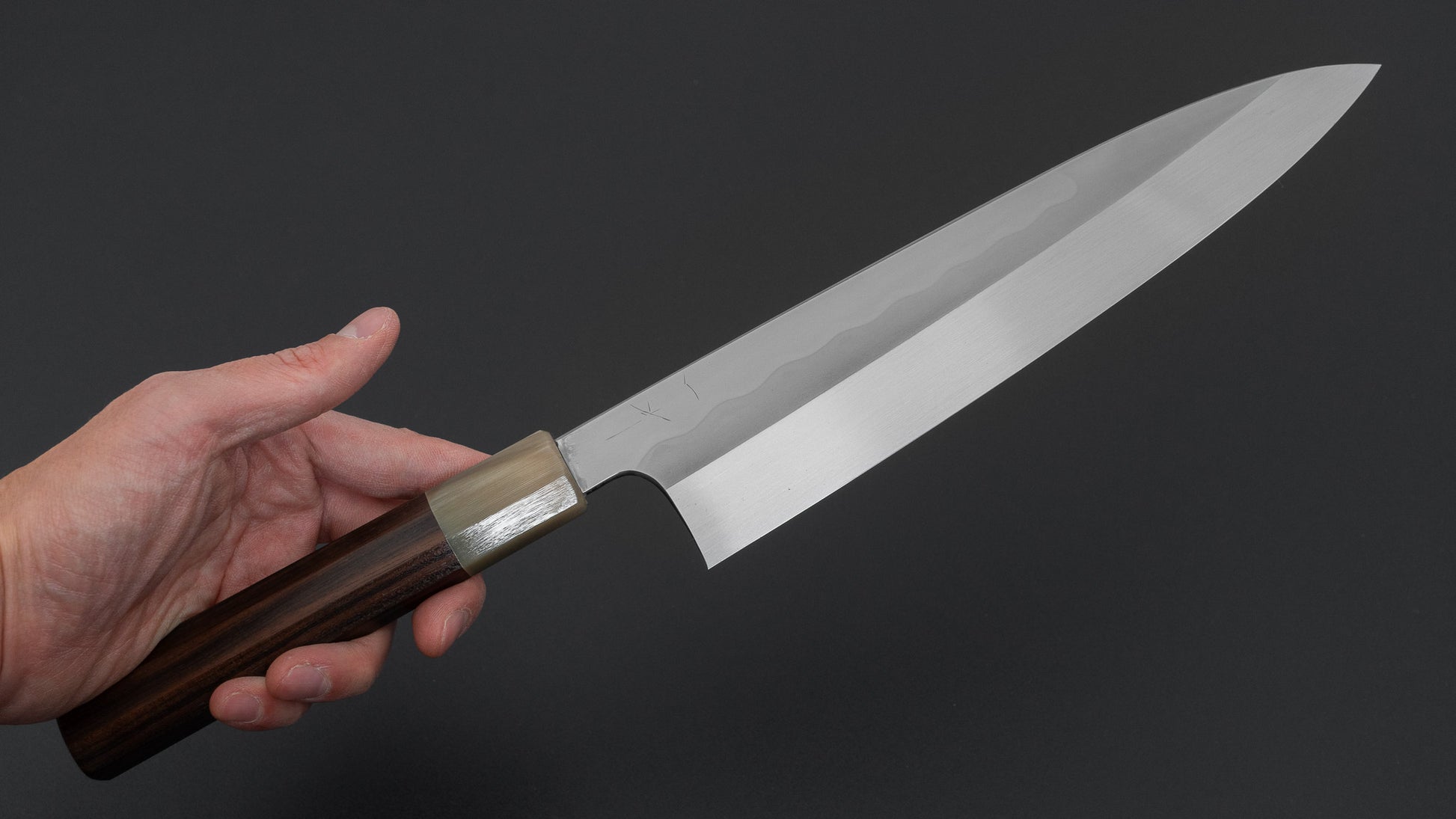 Hitohira Togashi White #1 Notaremon Mizu Honyaki Gyuto 240mm Taihei Makassar Ebony Handle (#134/ Saya)