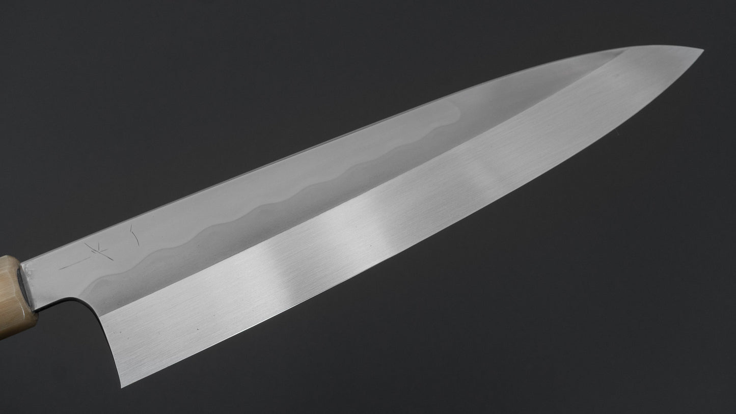 Hitohira Togashi White #1 Notaremon Mizu Honyaki Gyuto 240mm Taihei Makassar Ebony Handle (#134/ Saya)