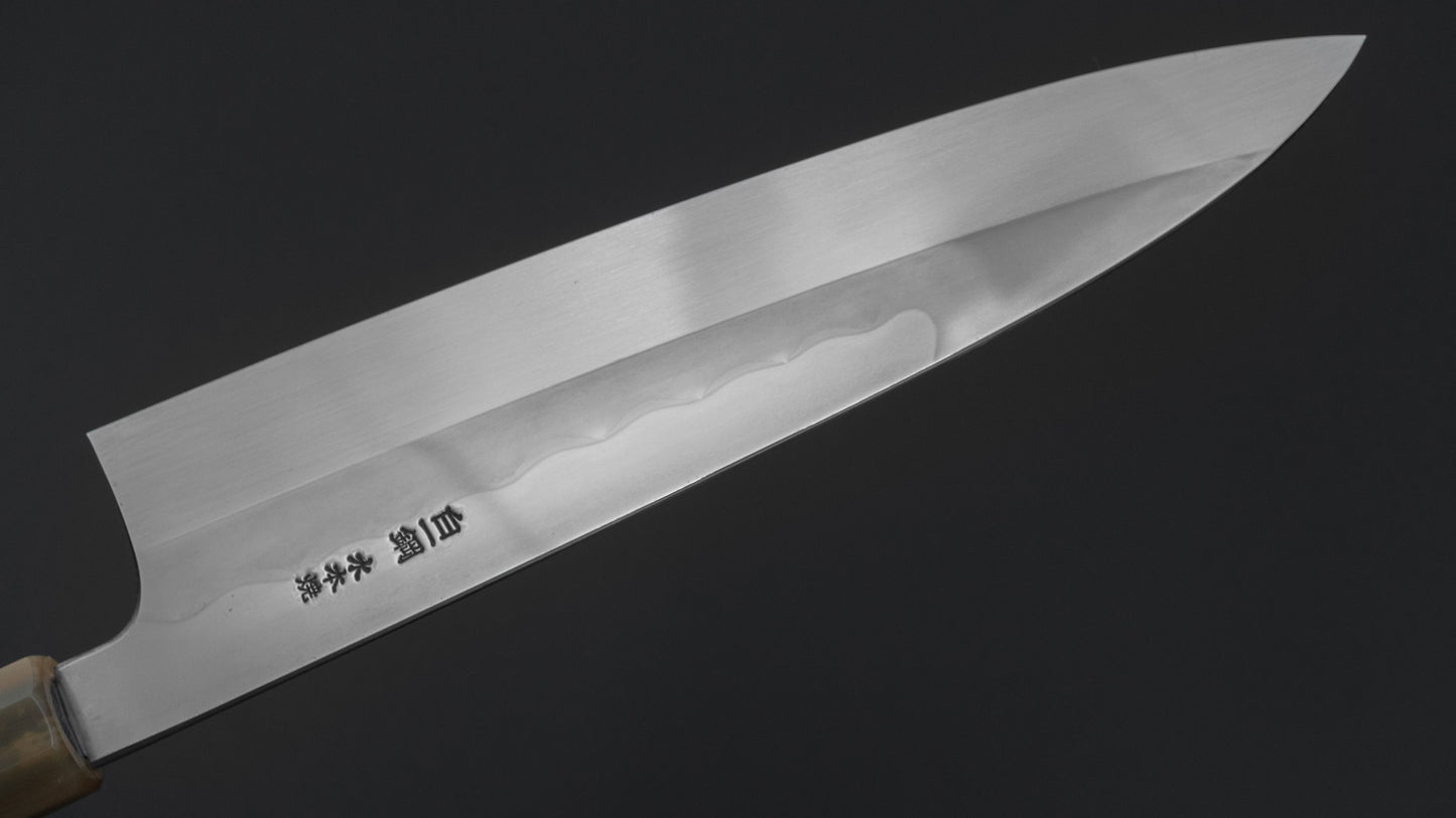 Hitohira Togashi White #1 Notaremon Mizu Honyaki Gyuto 240mm Taihei Makassar Ebony Handle (#134/ Saya)