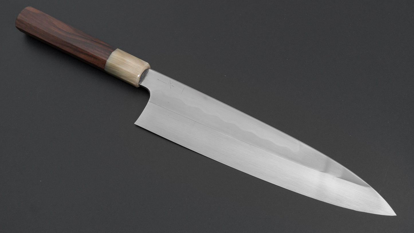 Hitohira Togashi White #1 Notaremon Mizu Honyaki Gyuto 240mm Taihei Makassar Ebony Handle (#135/ Saya)