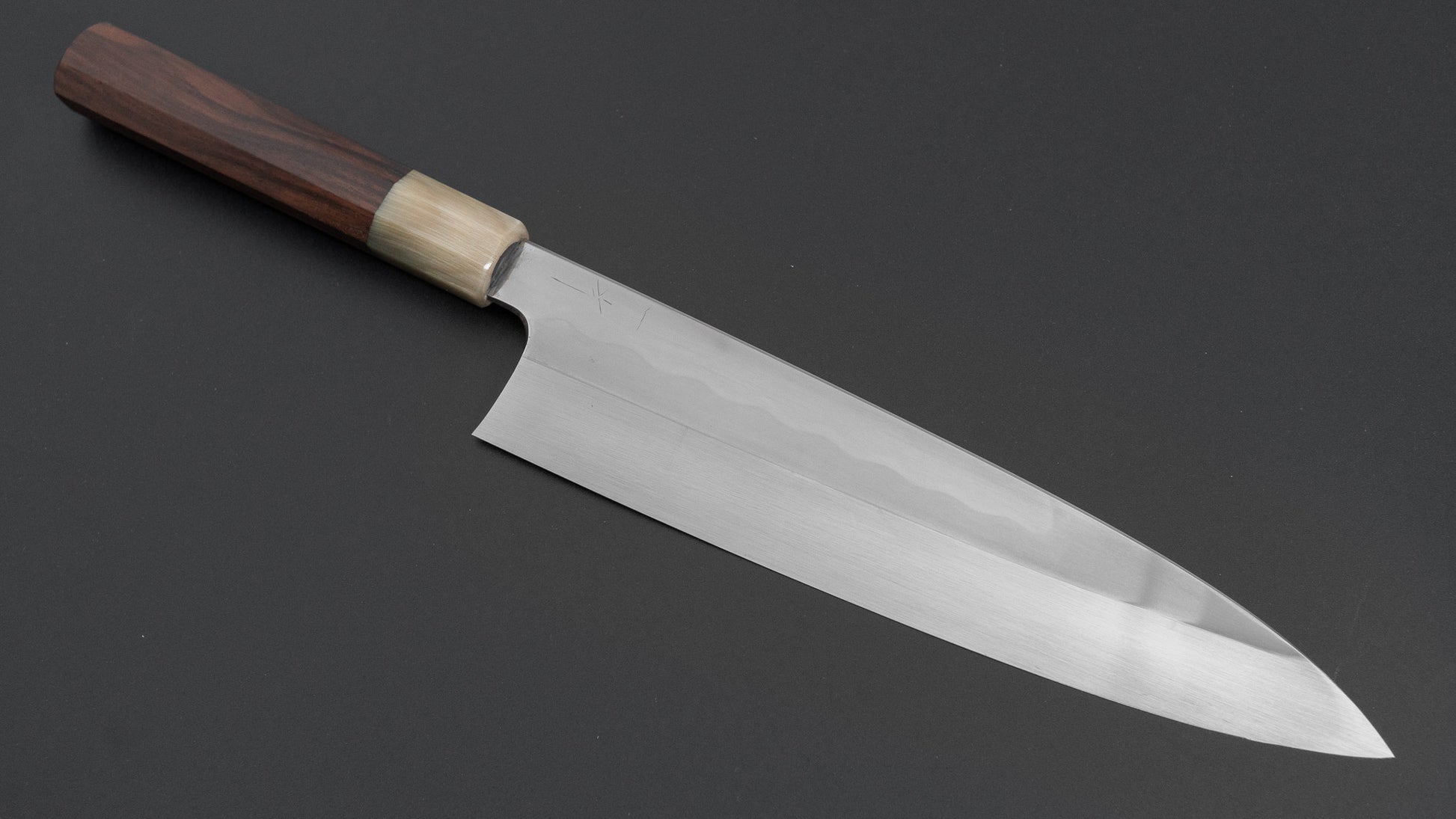 Hitohira Togashi White #1 Notaremon Mizu Honyaki Gyuto 240mm Taihei Makassar Ebony Handle (#135/ Saya)
