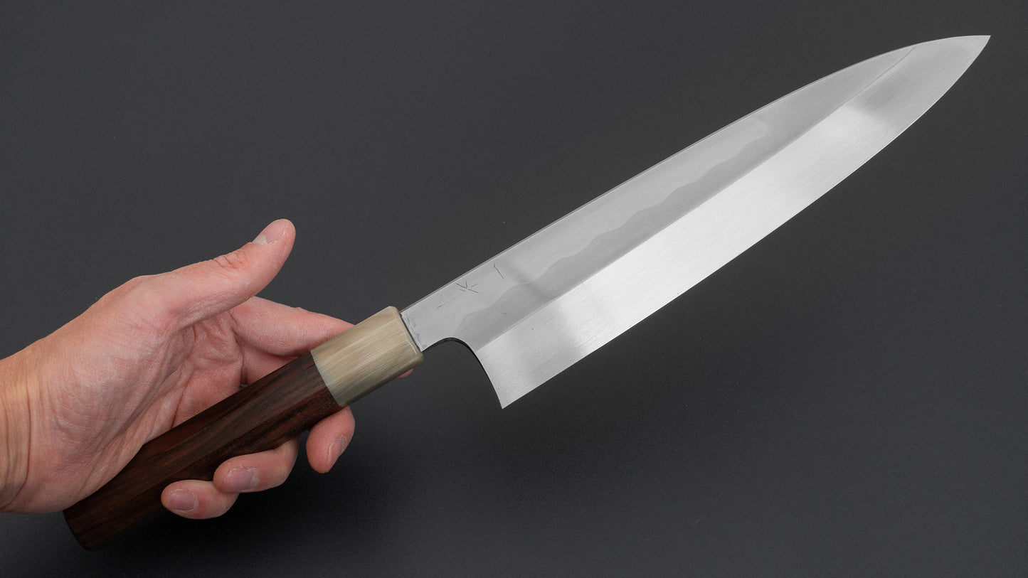 Hitohira Togashi White #1 Notaremon Mizu Honyaki Gyuto 240mm Taihei Makassar Ebony Handle (#135/ Saya)