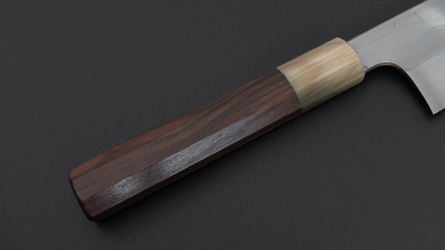 Hitohira Togashi White #1 Notaremon Mizu Honyaki Gyuto 240mm Taihei Makassar Ebony Handle (#135/ Saya)