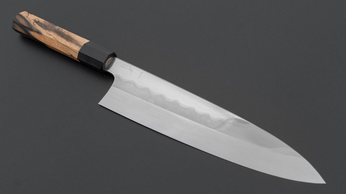 Hitohira Togashi White #1 Notaremon Mizu Honyaki Gyuto 240mm Kurokaki Persimmon Handle (#136/ Saya)