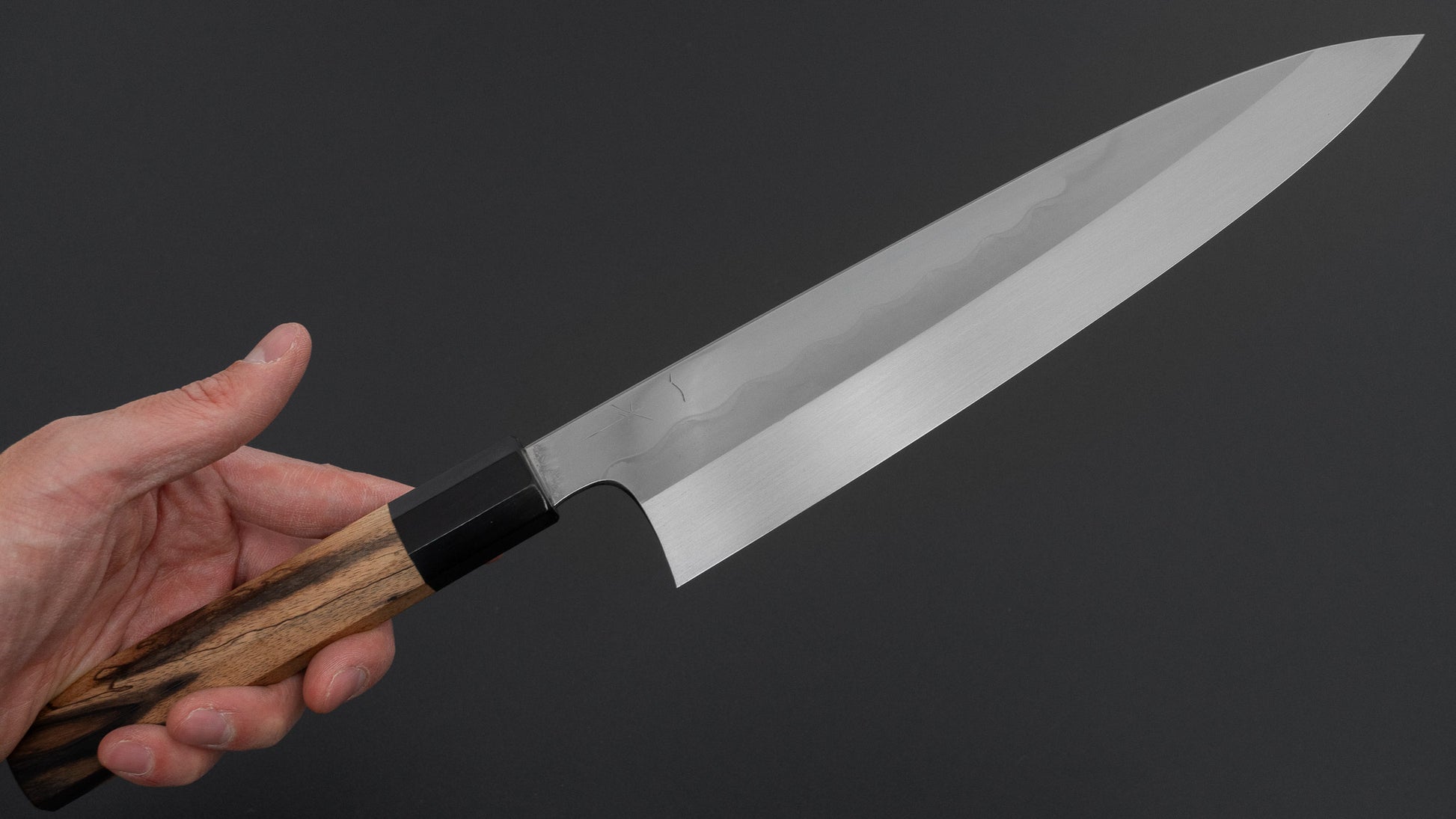 Hitohira Togashi White #1 Notaremon Mizu Honyaki Gyuto 240mm Kurokaki Persimmon Handle (#136/ Saya)