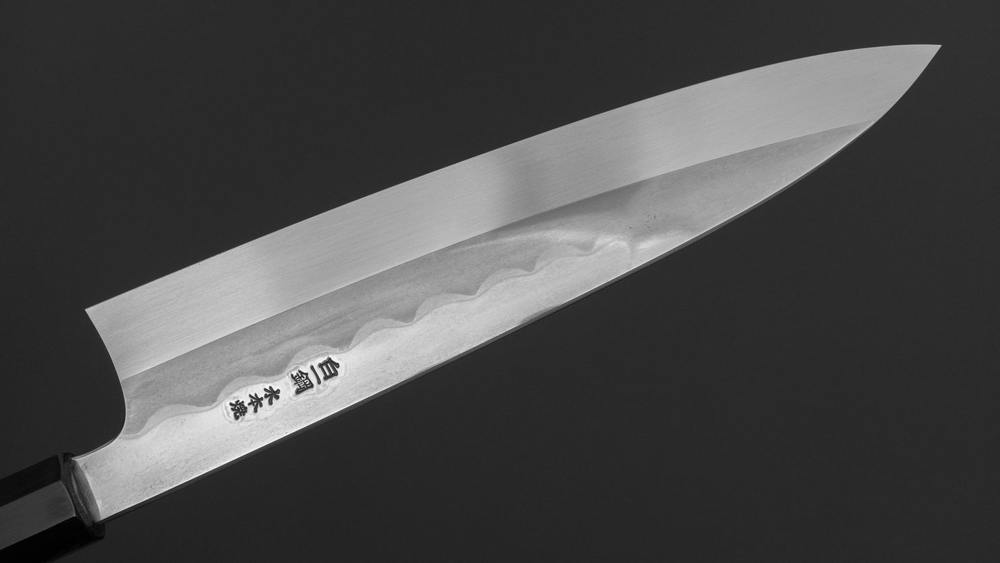 Hitohira Togashi White #1 Notaremon Mizu Honyaki Gyuto 240mm Kurokaki Persimmon Handle (#136/ Saya)