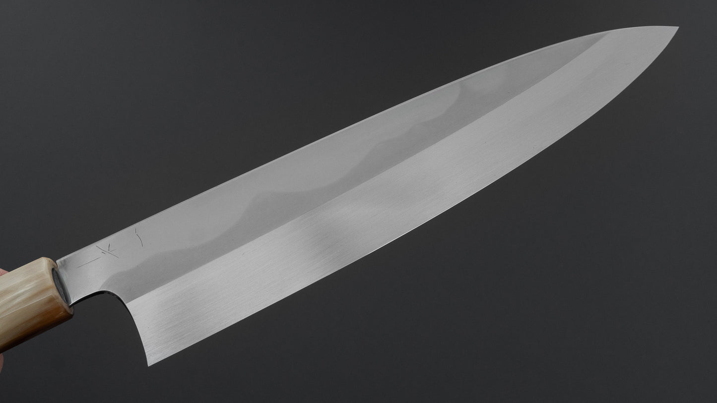 Hitohira Togashi White #1 Fuji Mizu Honyaki Gyuto 240mm Ziricote Handle (#137/ Saya)