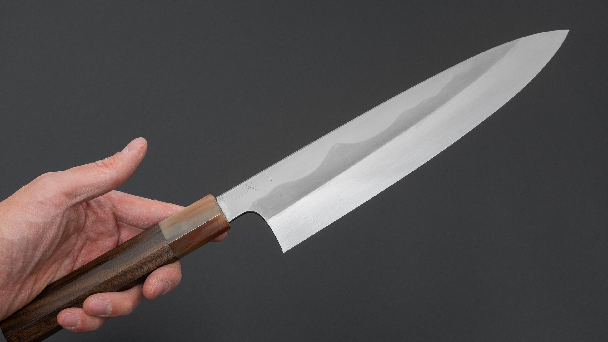 Hitohira Togashi White #1 Fuji Mizu Honyaki Gyuto 240mm Ziricote Handle (#138/ Saya)