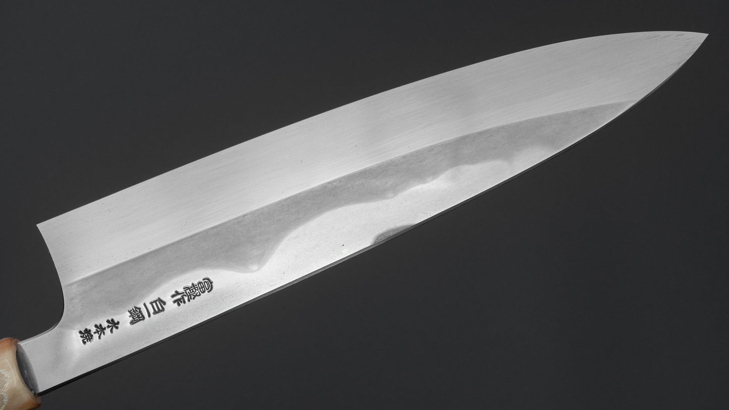 Hitohira Togashi White #1 Fuji Mizu Honyaki Gyuto 240mm Ziricote Handle (#138/ Saya)