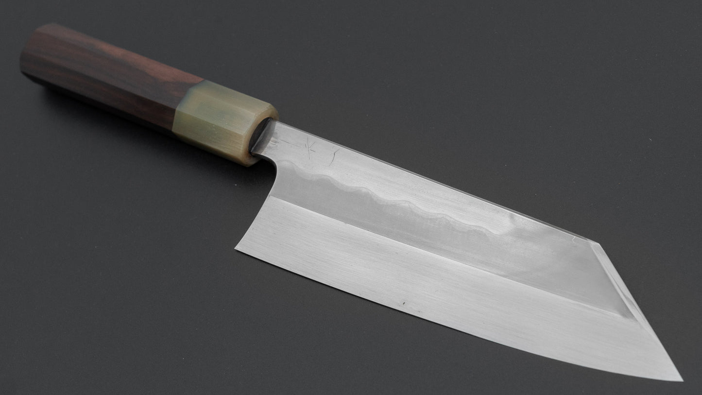 Hitohira Togashi White #1 Notaremon Mizu Honyaki Bunka 180mm Taihei Makassar Ebony Handle (#140/ Saya)