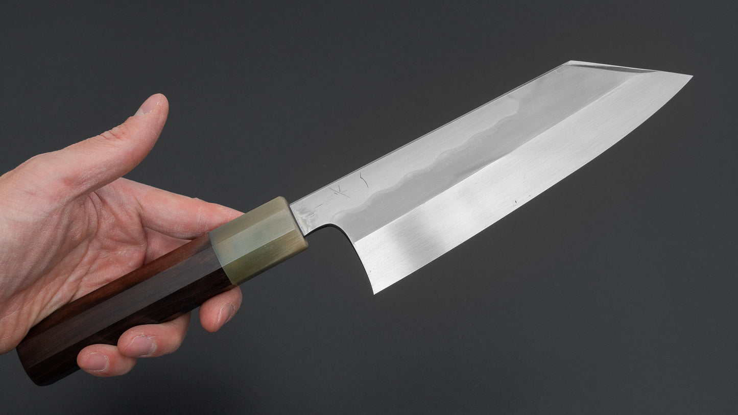 Hitohira Togashi White #1 Notaremon Mizu Honyaki Bunka 180mm Taihei Makassar Ebony Handle (#140/ Saya)