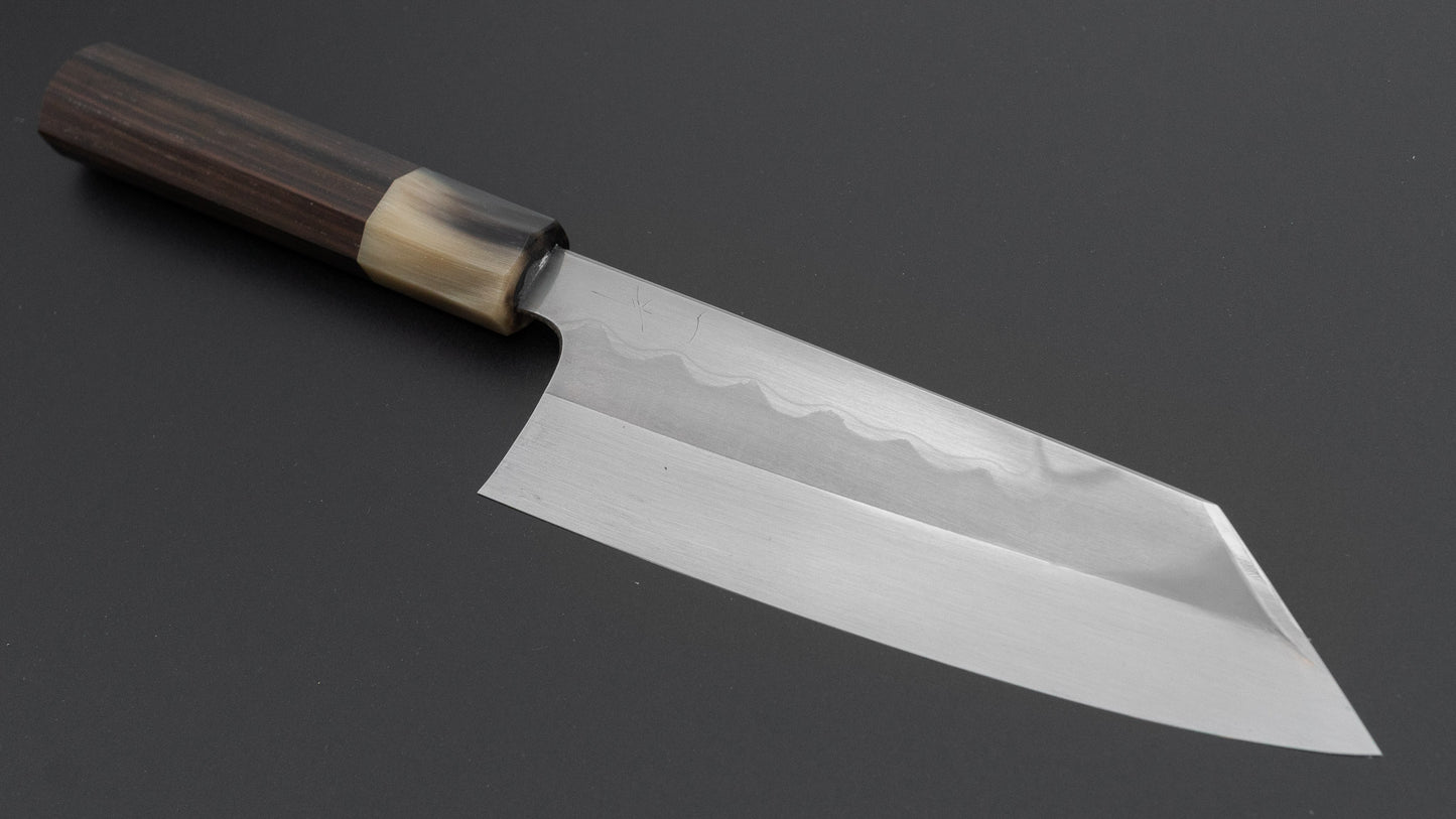 Hitohira Togashi White #1 Notaremon Mizu Honyaki Bunka 180mm Taihei Makassar Ebony Handle (#141/ Saya)