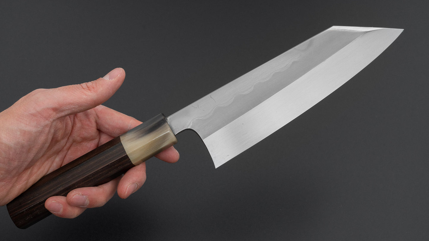Hitohira Togashi White #1 Notaremon Mizu Honyaki Bunka 180mm Taihei Makassar Ebony Handle (#141/ Saya)