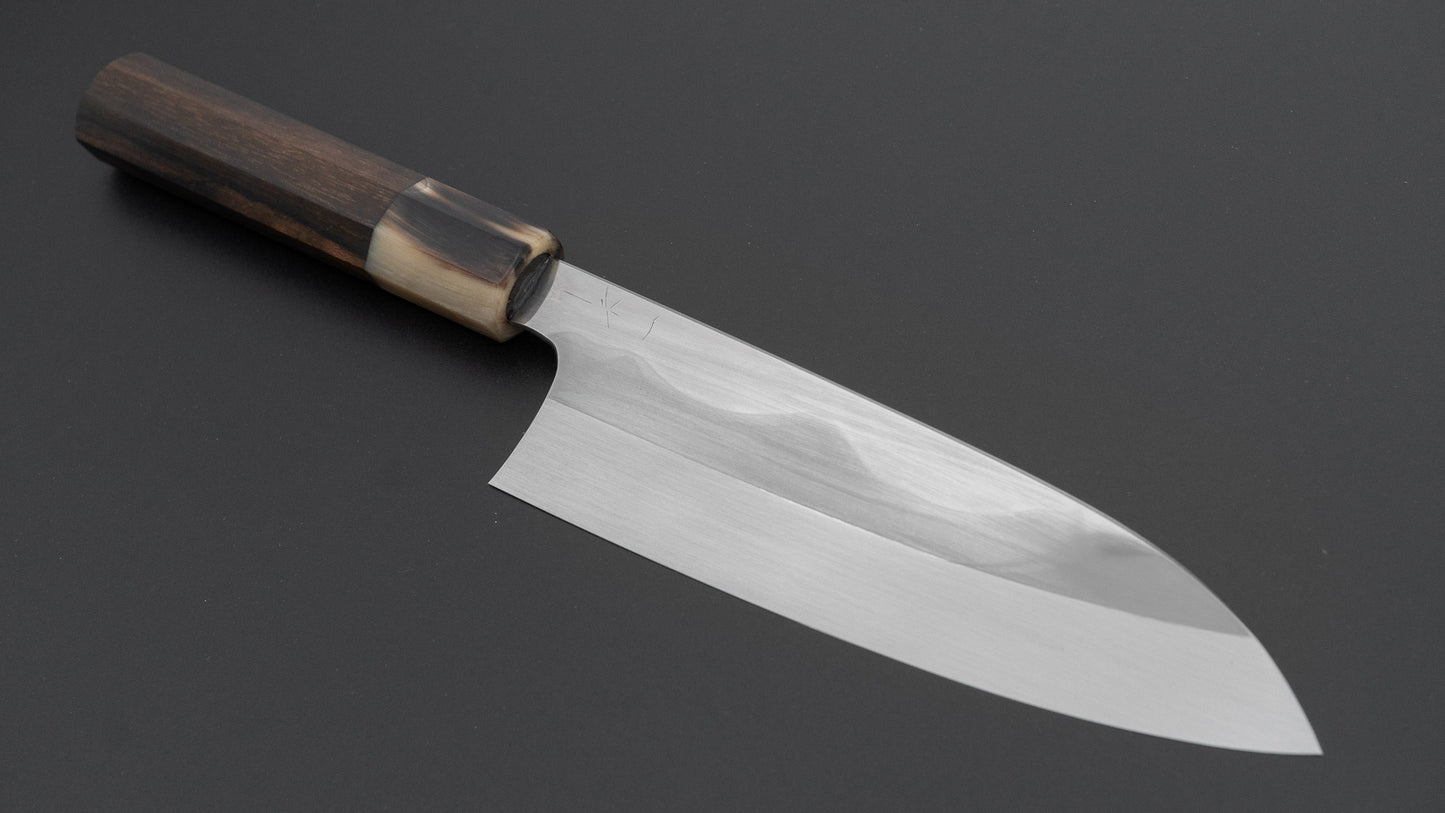 Hitohira Togashi White #1 Fuji Mizu Honyaki Santoku 180mm Ziricote Handle (#142/ Saya)