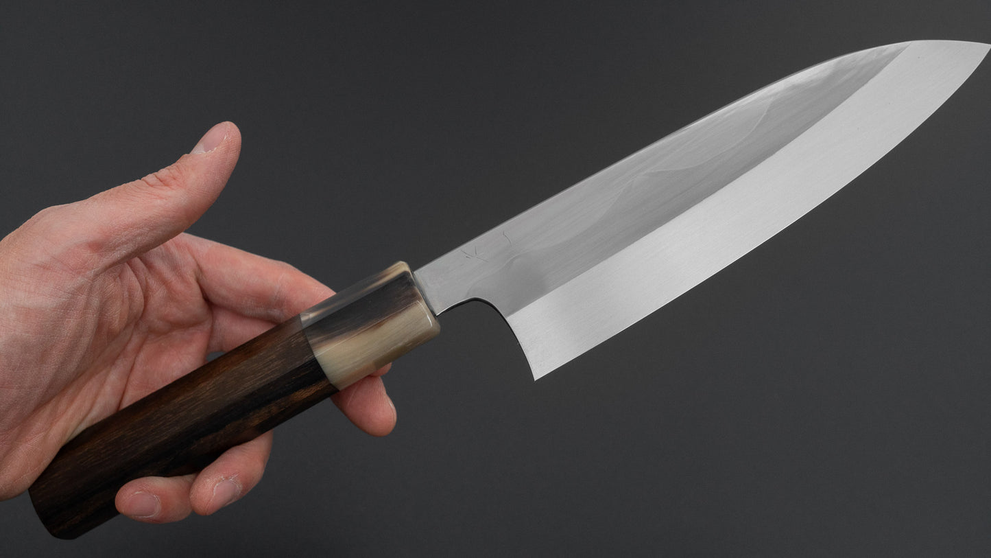 Hitohira Togashi White #1 Fuji Mizu Honyaki Santoku 180mm Ziricote Handle (#142/ Saya)
