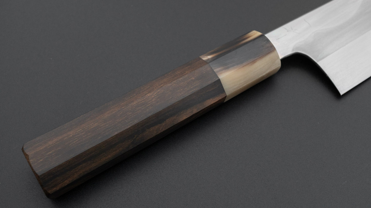 Hitohira Togashi White #1 Fuji Mizu Honyaki Santoku 180mm Ziricote Handle (#142/ Saya)