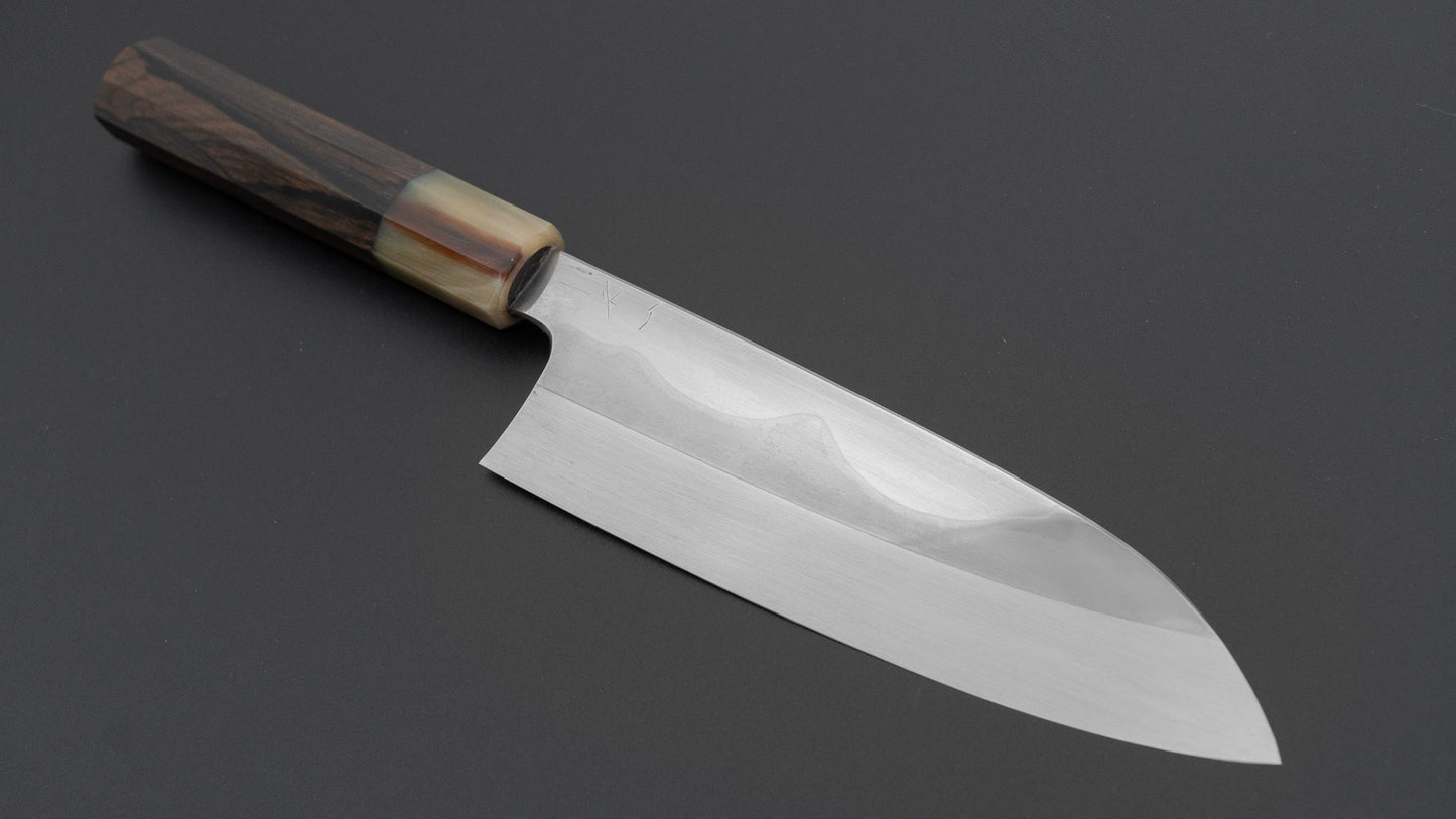 Hitohira Togashi White #1 Fuji Mizu Honyaki Santoku 180mm Ziricote Handle (#143/ Saya)