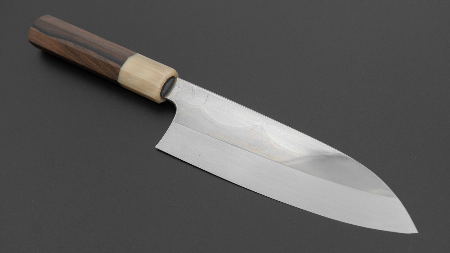 Hitohira Togashi White #1 Fuji Mizu Honyaki Santoku 180mm Ziricote Handle (#144/ Saya)