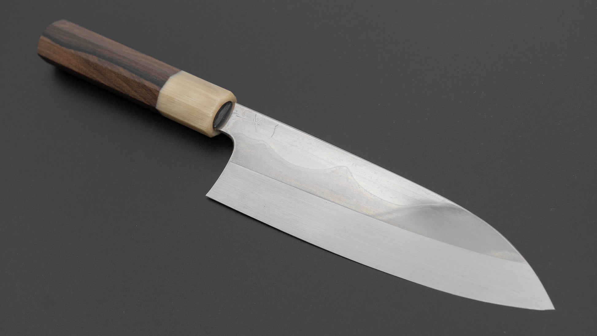Hitohira Togashi White #1 Fuji Mizu Honyaki Santoku 180mm Ziricote Handle (#144/ Saya)