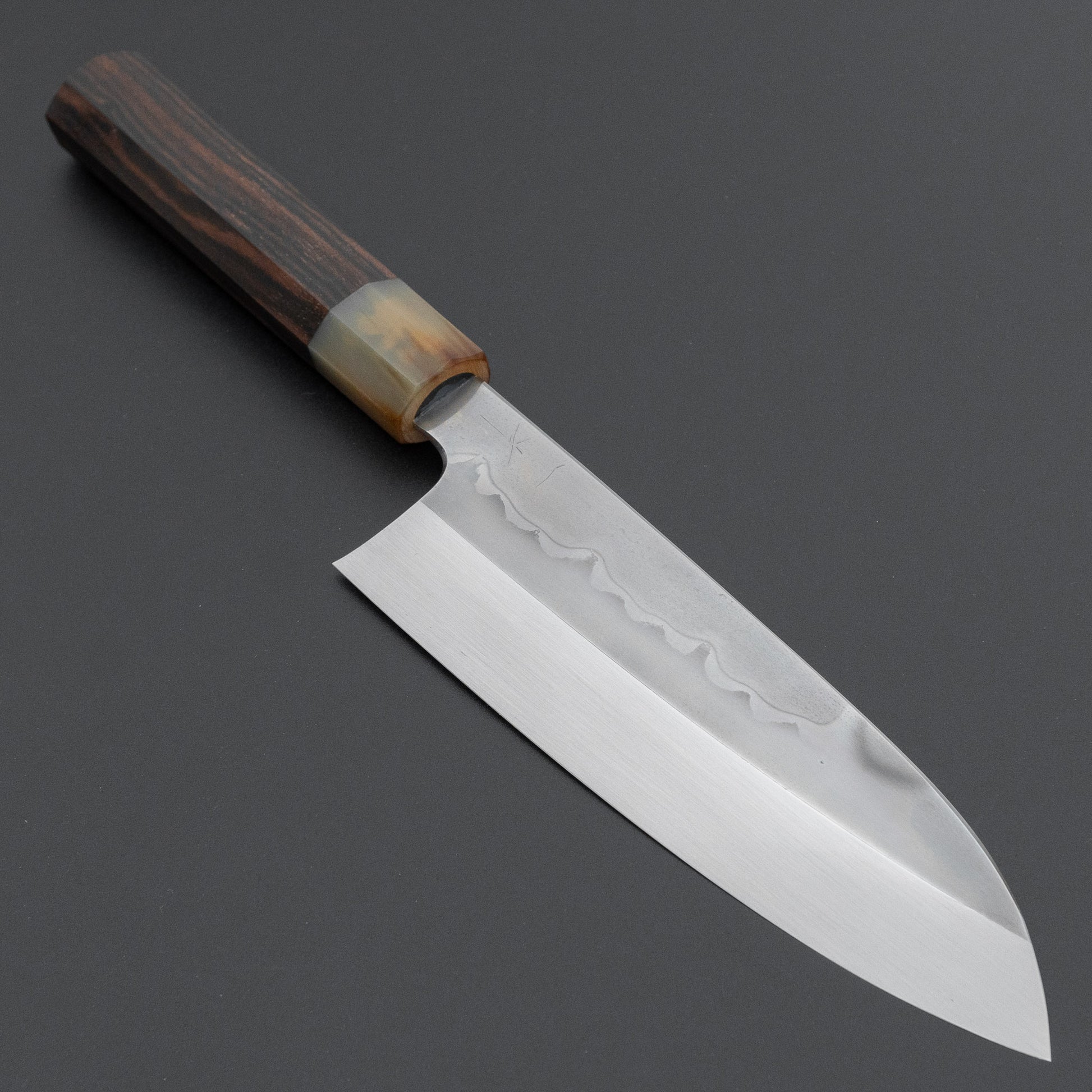 Hitohira Togashi White #1 Sanbonsugi Mizu Honyaki Santoku 180mm Taihei Makassar Ebony Handle (#146/ Saya)