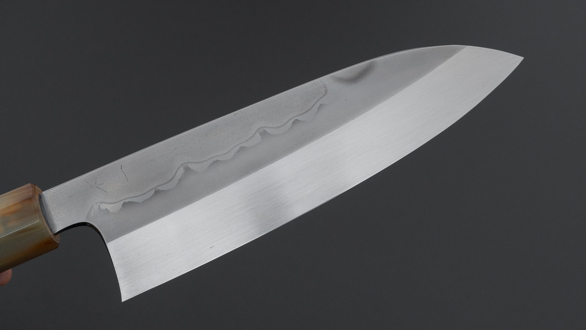 Hitohira Togashi White #1 Sanbonsugi Mizu Honyaki Santoku 180mm Taihei Makassar Ebony Handle (#146/ Saya)