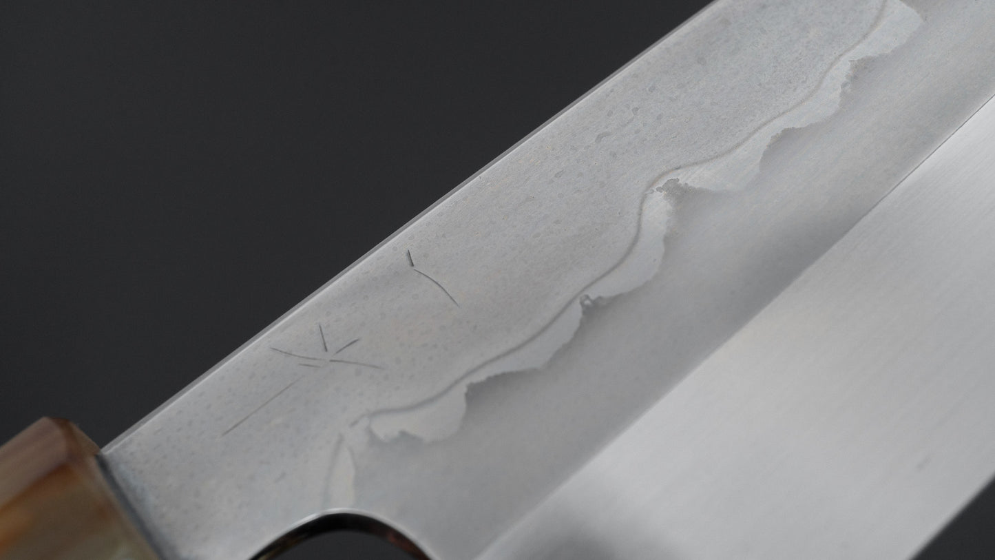 Hitohira Togashi White #1 Sanbonsugi Mizu Honyaki Santoku 180mm Taihei Makassar Ebony Handle (#146/ Saya)