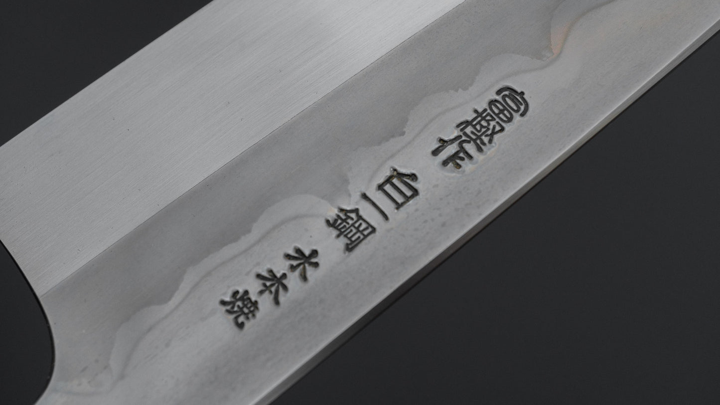 Hitohira Togashi White #1 Sanbonsugi Mizu Honyaki Santoku 180mm Taihei Makassar Ebony Handle (#146/ Saya)