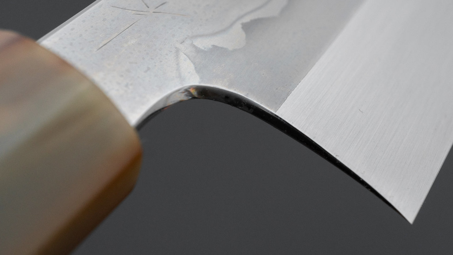 Hitohira Togashi White #1 Sanbonsugi Mizu Honyaki Santoku 180mm Taihei Makassar Ebony Handle (#146/ Saya)