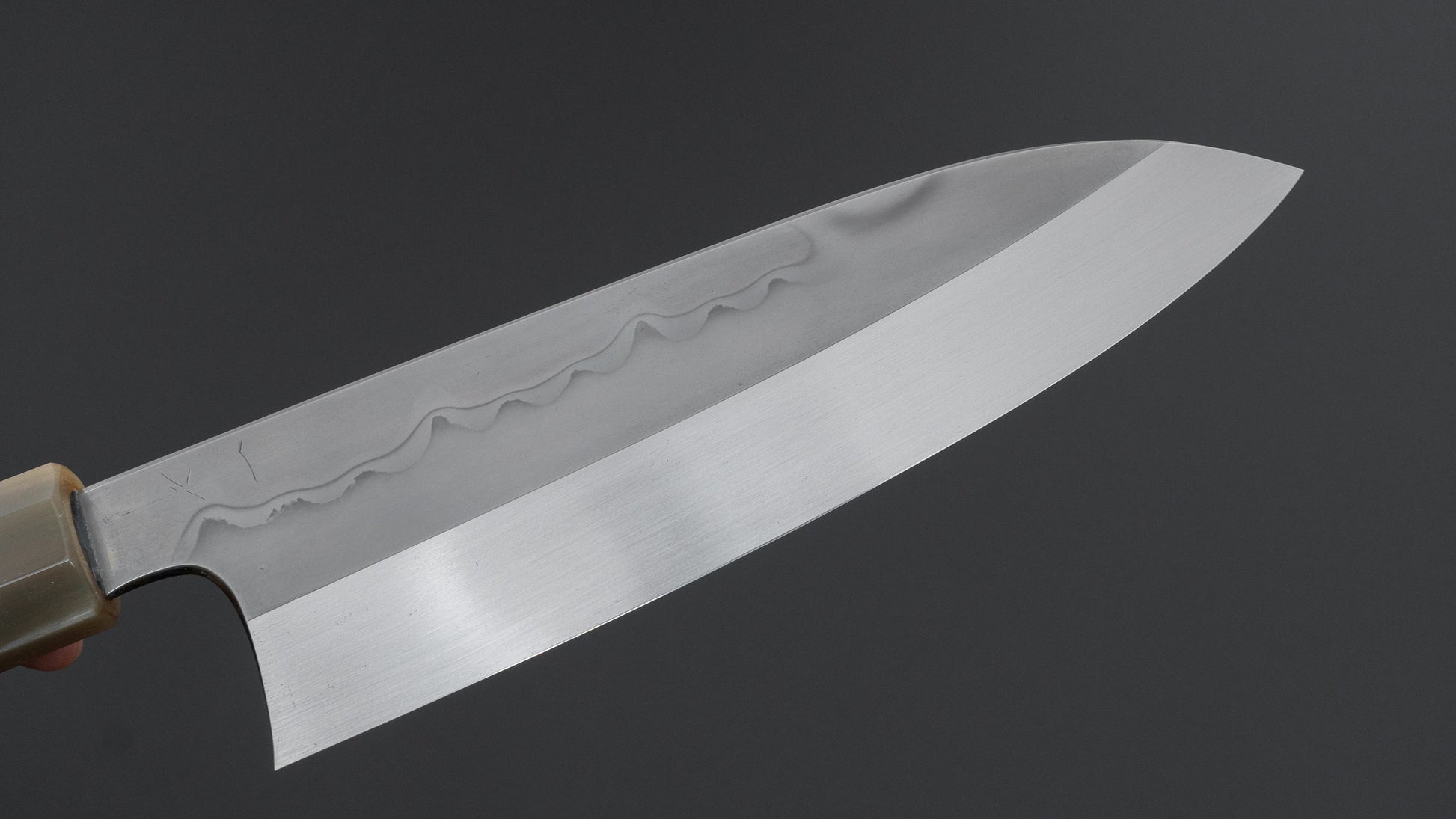 Hitohira Togashi White #1 Sanbonsugi Mizu Honyaki Santoku 180mm Taihei Makassar Ebony Handle (#147/ Saya)