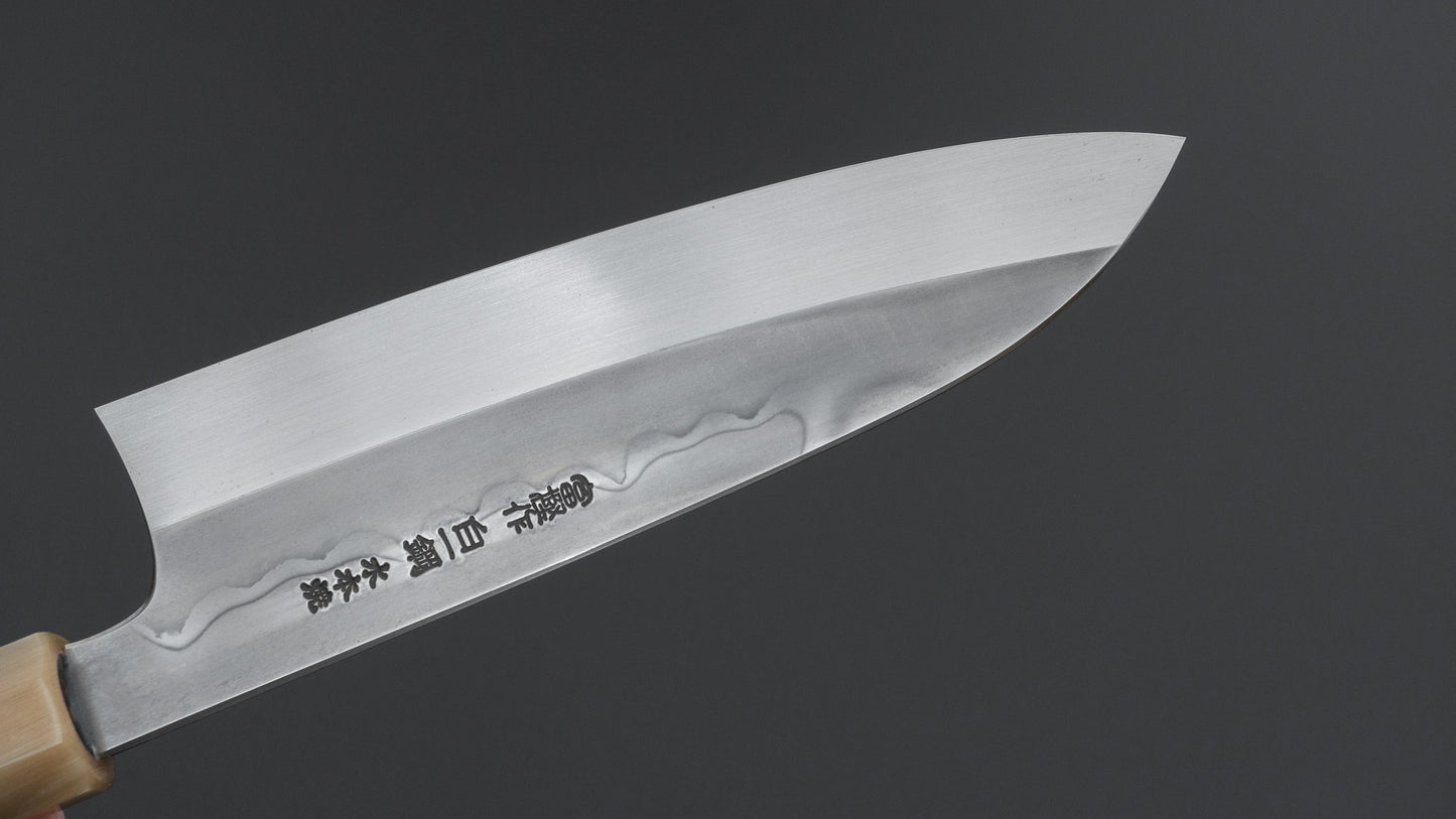 Hitohira Togashi White #1 Sanbonsugi Mizu Honyaki Santoku 180mm Taihei Makassar Ebony Handle (#147/ Saya)