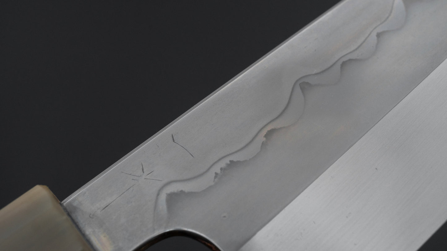 Hitohira Togashi White #1 Sanbonsugi Mizu Honyaki Santoku 180mm Taihei Makassar Ebony Handle (#147/ Saya)