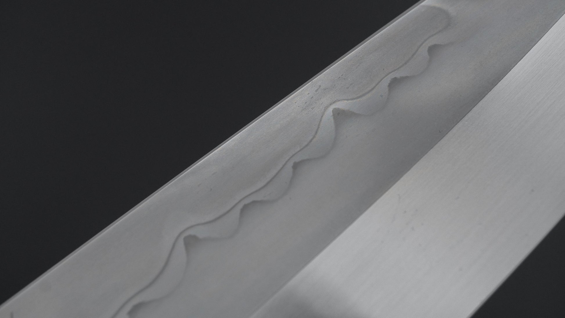 Hitohira Togashi White #1 Sanbonsugi Mizu Honyaki Santoku 180mm Taihei Makassar Ebony Handle (#147/ Saya)
