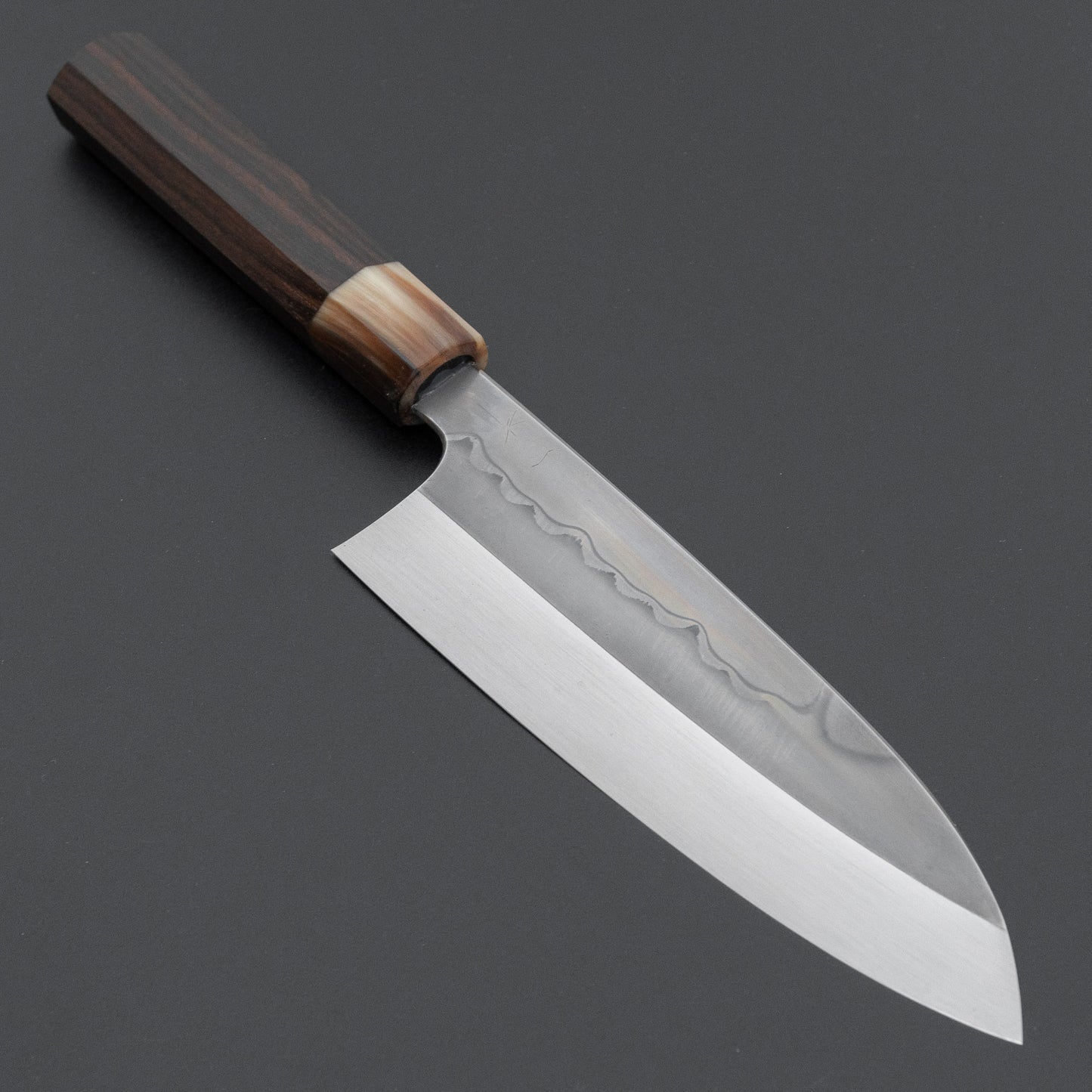 Hitohira Togashi White #1 Sanbonsugi Mizu Honyaki Santoku 180mm Taihei Makassar Ebony Handle (#148/ Saya)