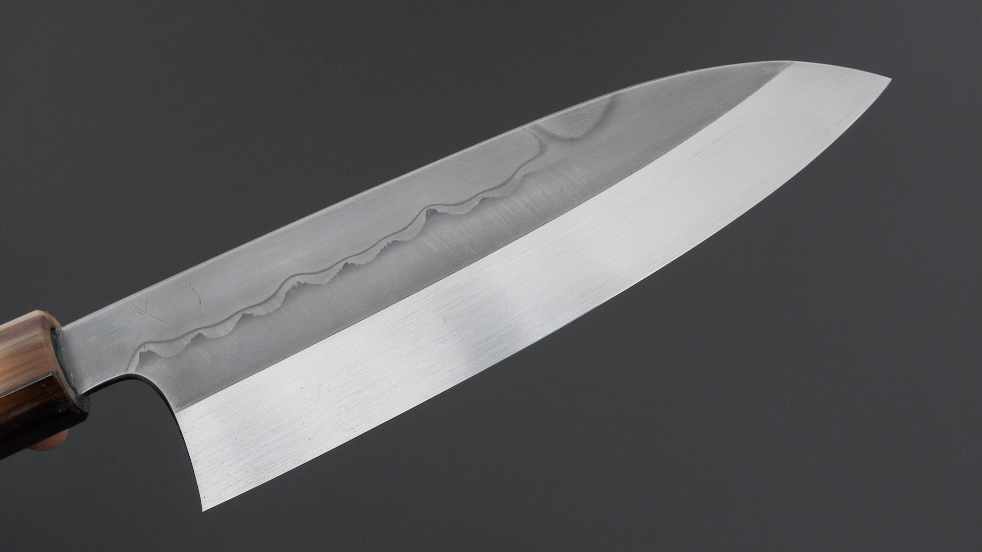 Hitohira Togashi White #1 Sanbonsugi Mizu Honyaki Santoku 180mm Taihei Makassar Ebony Handle (#148/ Saya)