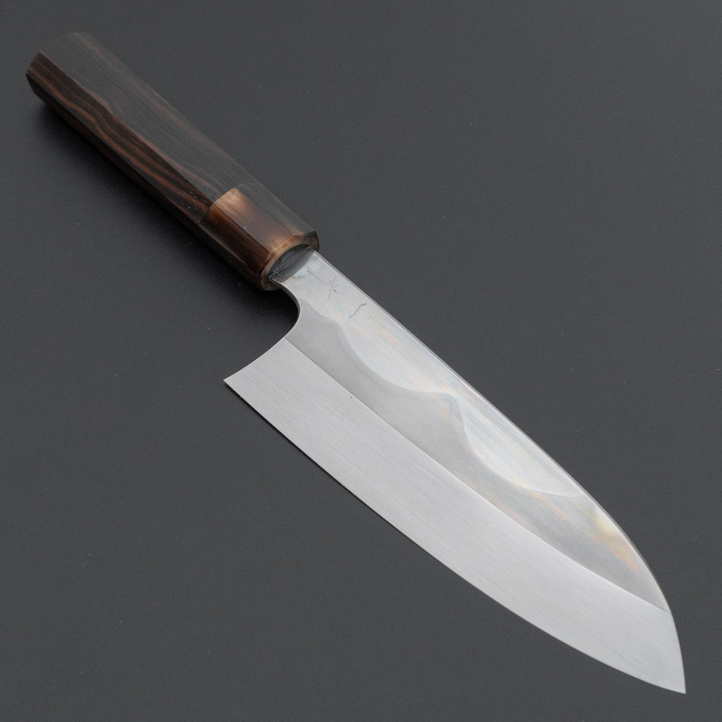 Hitohira Togashi White #1 Fuji Mizu Honyaki Santoku 180mm Taihei Makassar Ebony Handle (#149/ Saya)