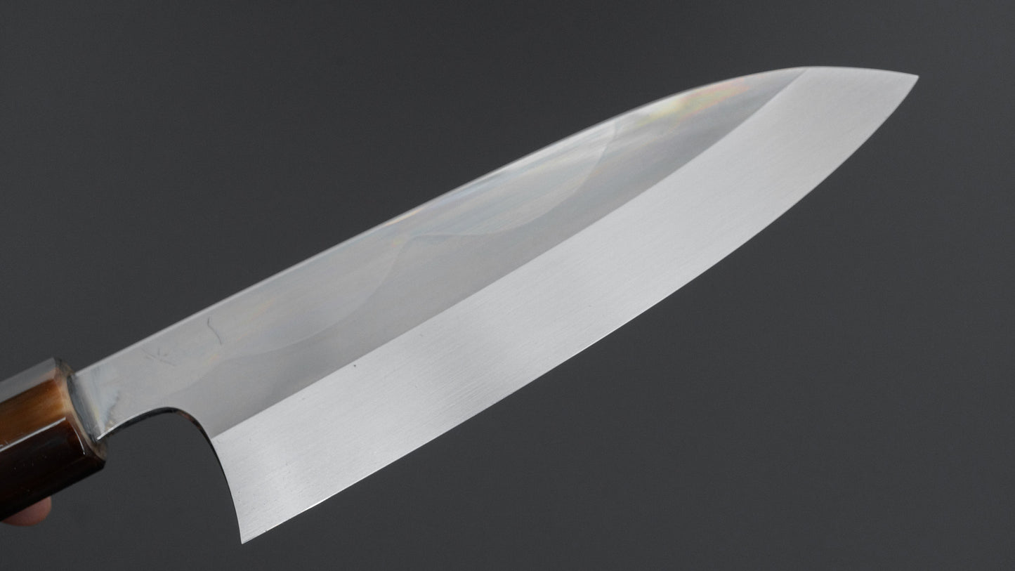 Hitohira Togashi White #1 Fuji Mizu Honyaki Santoku 180mm Taihei Makassar Ebony Handle (#149/ Saya)