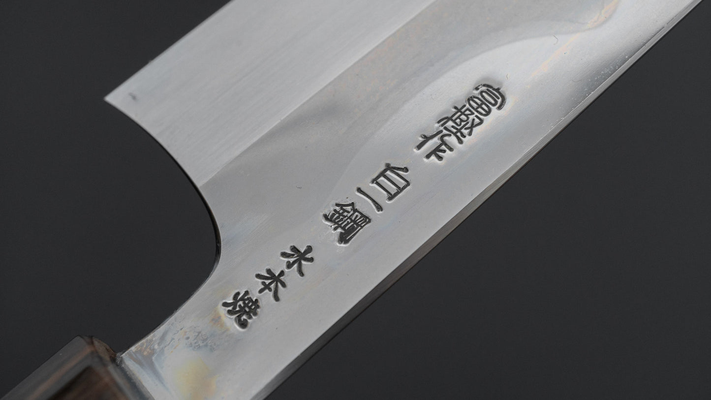 Hitohira Togashi White #1 Fuji Mizu Honyaki Santoku 180mm Taihei Makassar Ebony Handle (#149/ Saya)