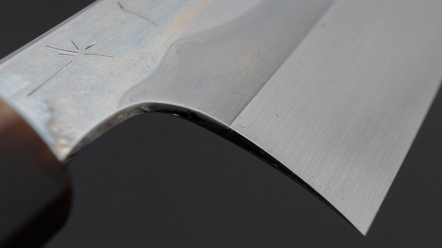 Hitohira Togashi White #1 Fuji Mizu Honyaki Santoku 180mm Taihei Makassar Ebony Handle (#149/ Saya)