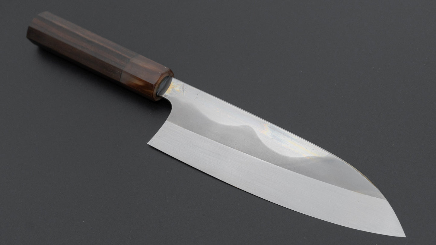 Hitohira Togashi White #1 Fuji Mizu Honyaki Santoku 180mm Taihei Makassar Ebony Handle (#150/ Saya)