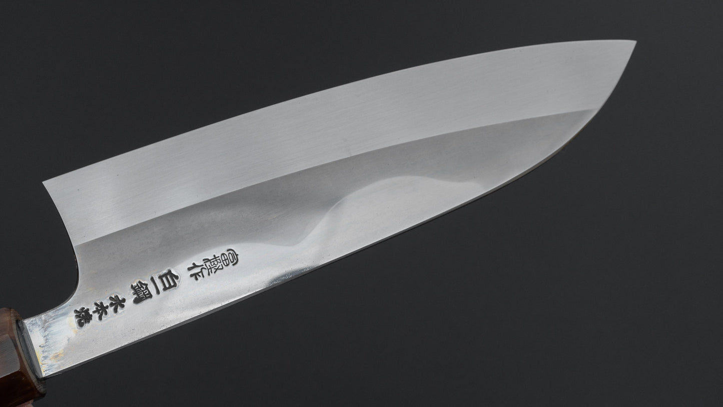 Hitohira Togashi White #1 Fuji Mizu Honyaki Santoku 180mm Taihei Makassar Ebony Handle (#150/ Saya)