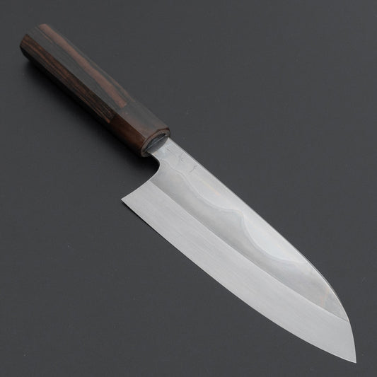 Hitohira Togashi White #1 Fuji Mizu Honyaki Santoku 180mm Taihei Makassar Ebony Handle (#151/ Saya)