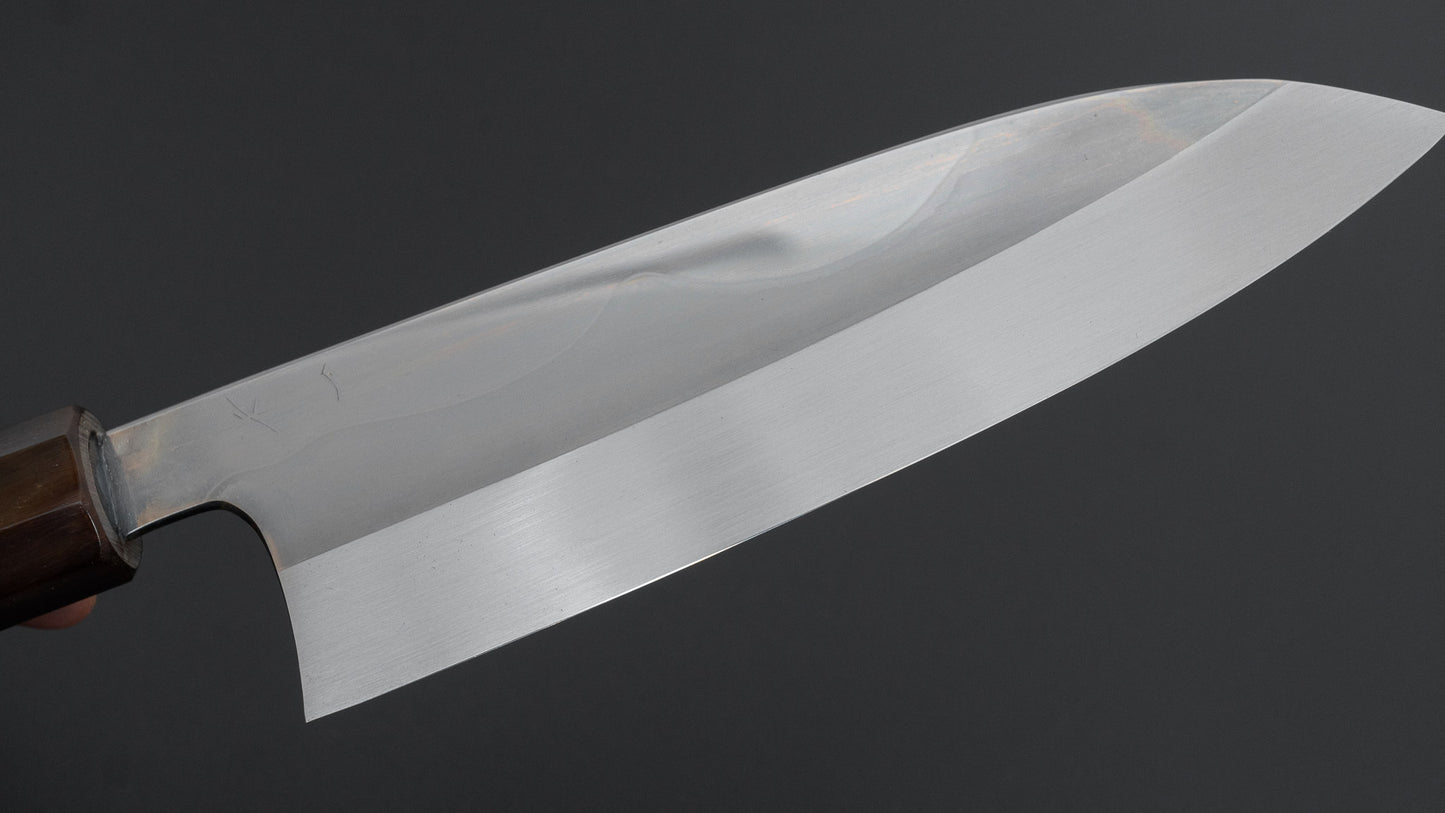Hitohira Togashi White #1 Fuji Mizu Honyaki Santoku 180mm Taihei Makassar Ebony Handle (#151/ Saya)