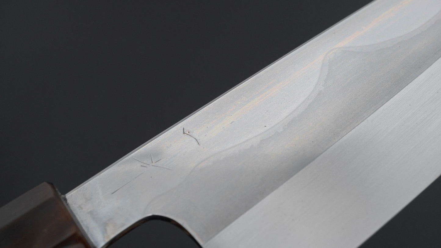Hitohira Togashi White #1 Fuji Mizu Honyaki Santoku 180mm Taihei Makassar Ebony Handle (#151/ Saya)