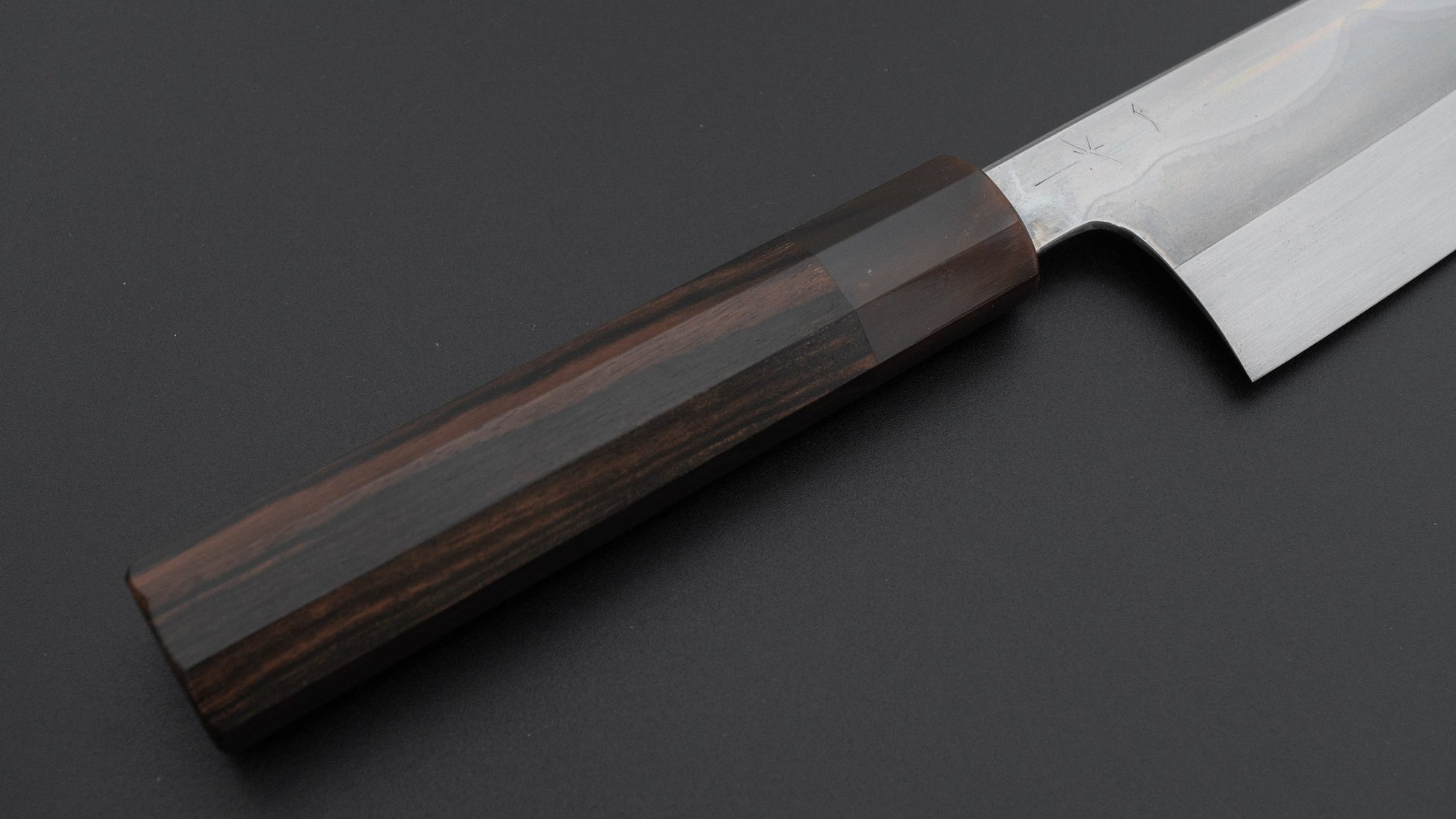 Hitohira Togashi White #1 Fuji Mizu Honyaki Santoku 180mm Taihei Makassar Ebony Handle (#151/ Saya)
