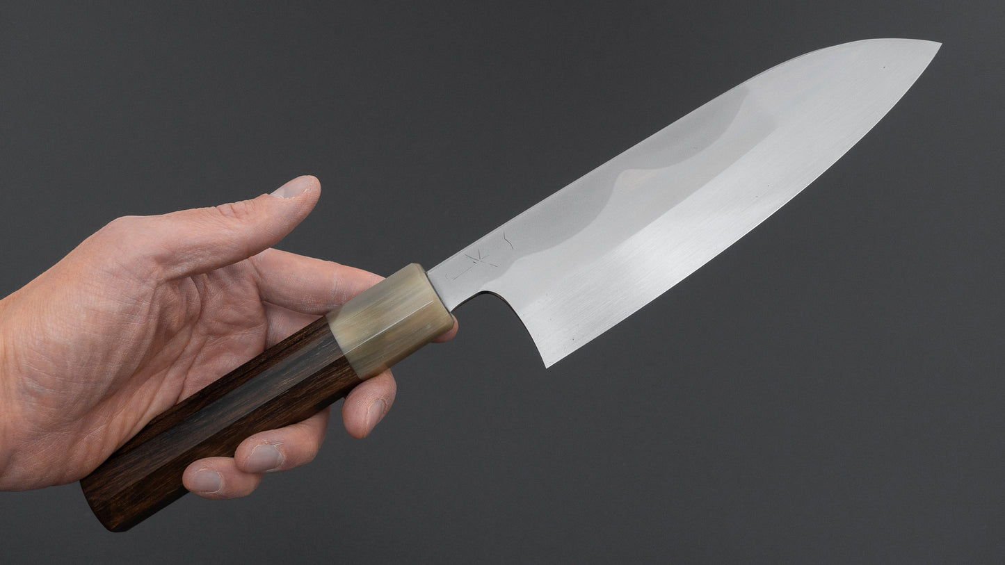 Hitohira Togashi White #1 Fuji Mizu Honyaki Santoku 180mm Ziricote Handle (#152/ Saya)