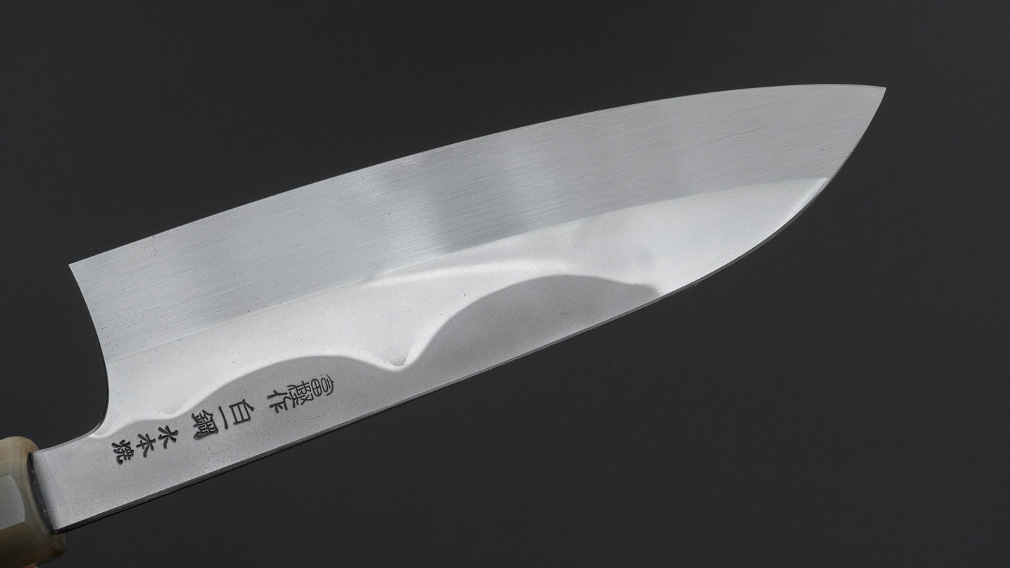 Hitohira Togashi White #1 Fuji Mizu Honyaki Santoku 180mm Ziricote Handle (#152/ Saya)